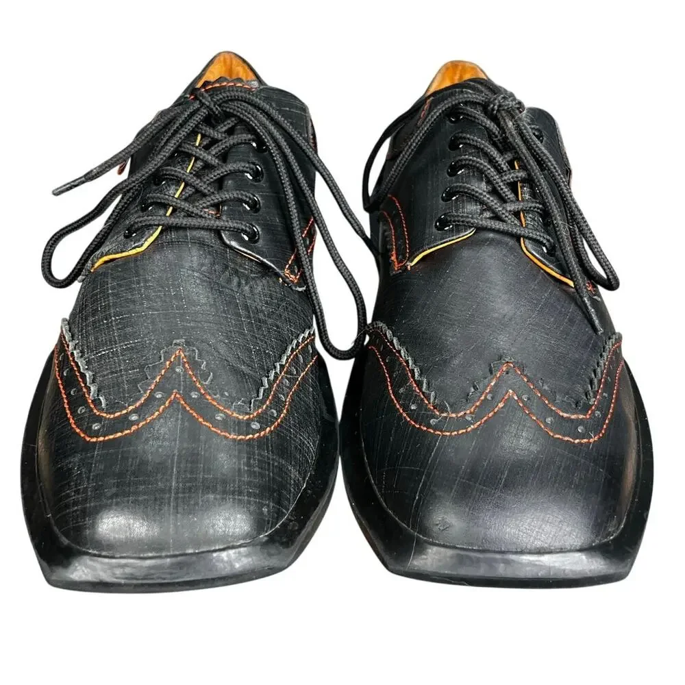 John Fluevog Men’s Charles Future Angel Black Brogue Wingtip Shoe Size US 12